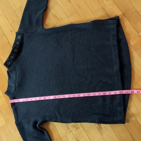 Loft Button Shoulder Tunic Length Vented Hem Sweater Black SP - Picture 9 of 11